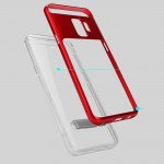 Wholesale Galaxy S9 Clear Armor Bumper Kickstand Case (Red)